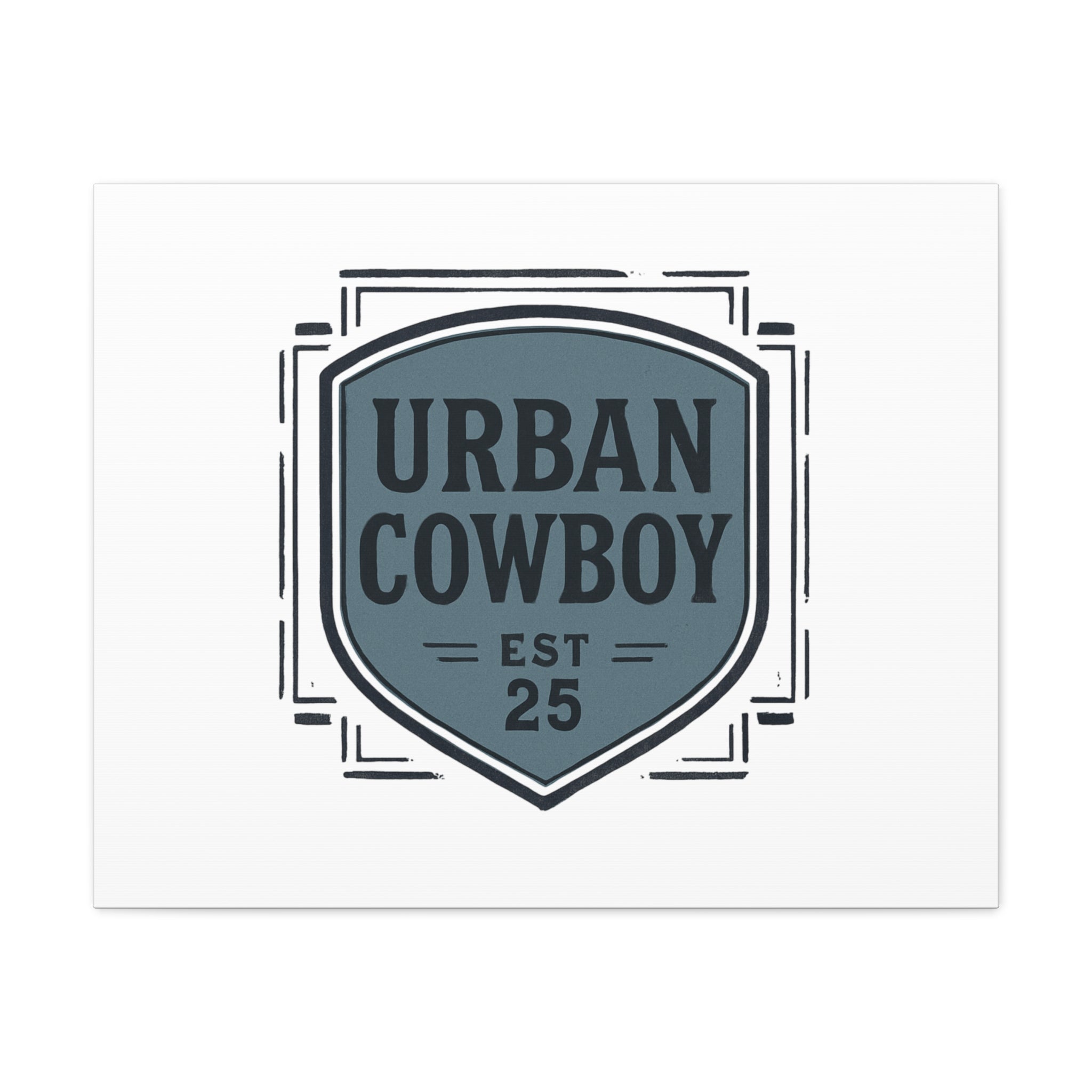 Urban Cowboy Shield Matte Canvas Wall Art — “URBAN COWBOY EST 25” Stretched Canvas
