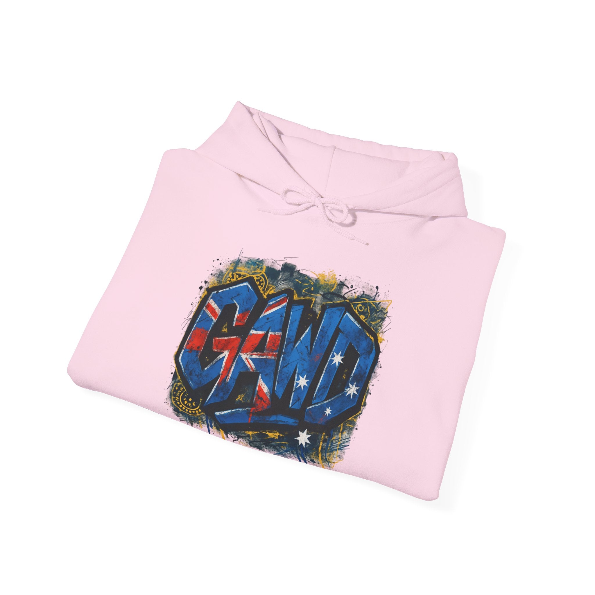 Rugged by Nature, Refined by Design Hoodie — Graffiti Chest Logo Pullover