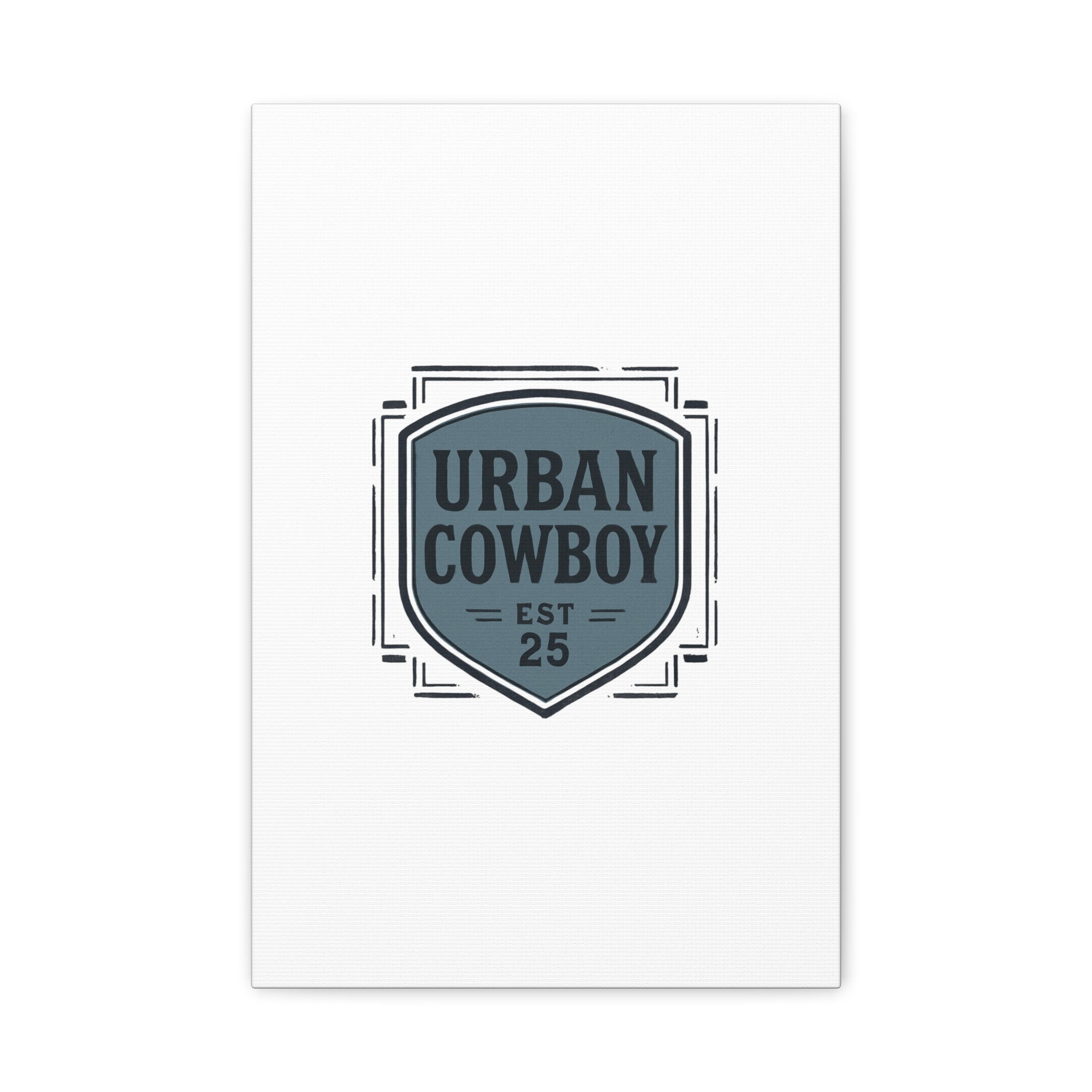 Urban Cowboy Shield Matte Canvas Wall Art — “URBAN COWBOY EST 25” Stretched Canvas
