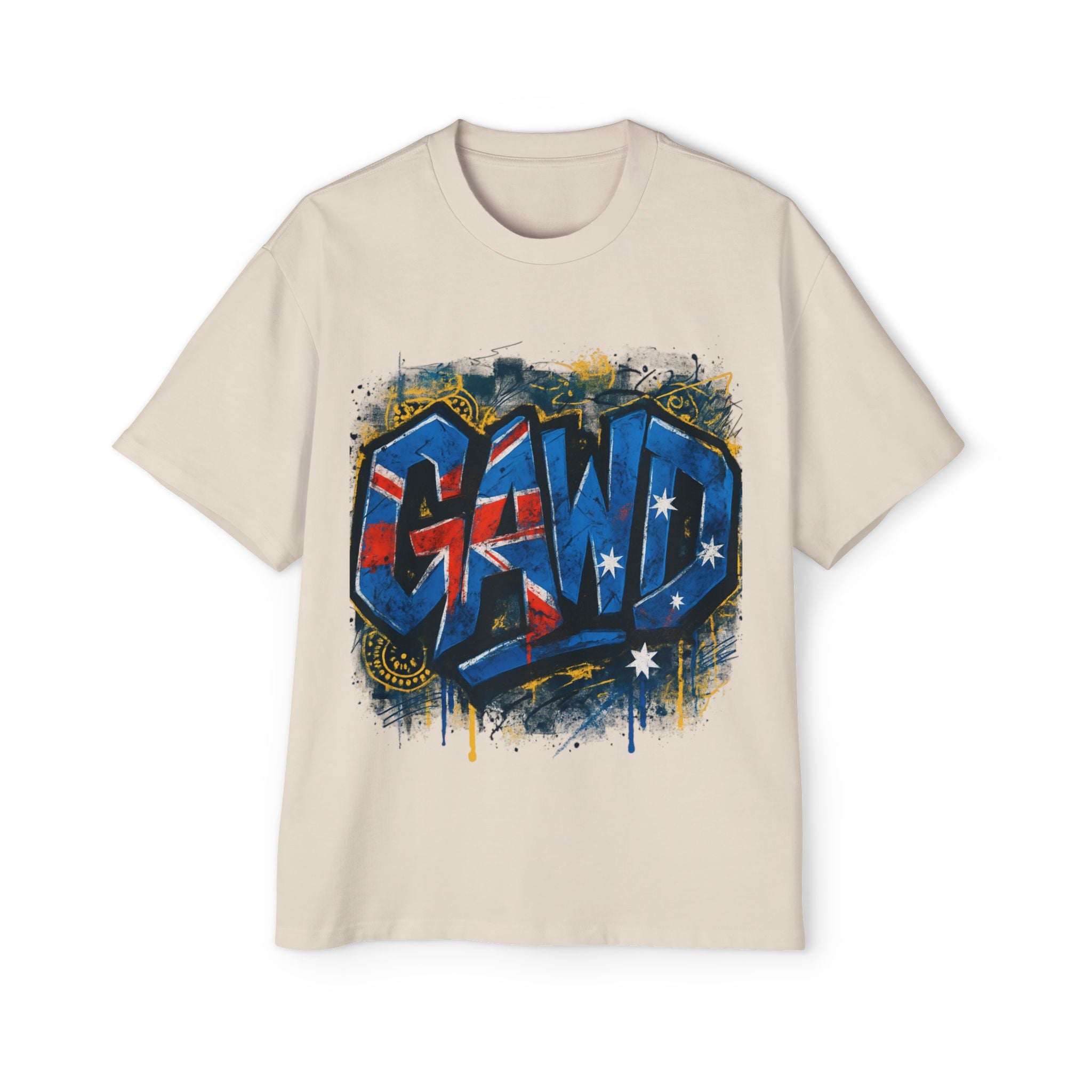 Graphic Tee — Patriotic Graffiti 'GAWD' Front & 'Rugged by Nature. Refined by Design.' Back