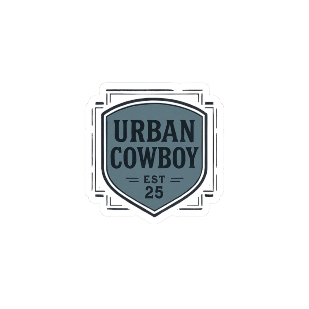 Urban Cowboy Kiss-Cut Sticker — Retro Shield Logo “URBAN COWBOY EST 25”