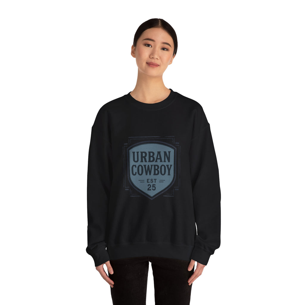 Urban Cowboy Crewneck Sweatshirt — Retro Shield Logo (Est. 25)