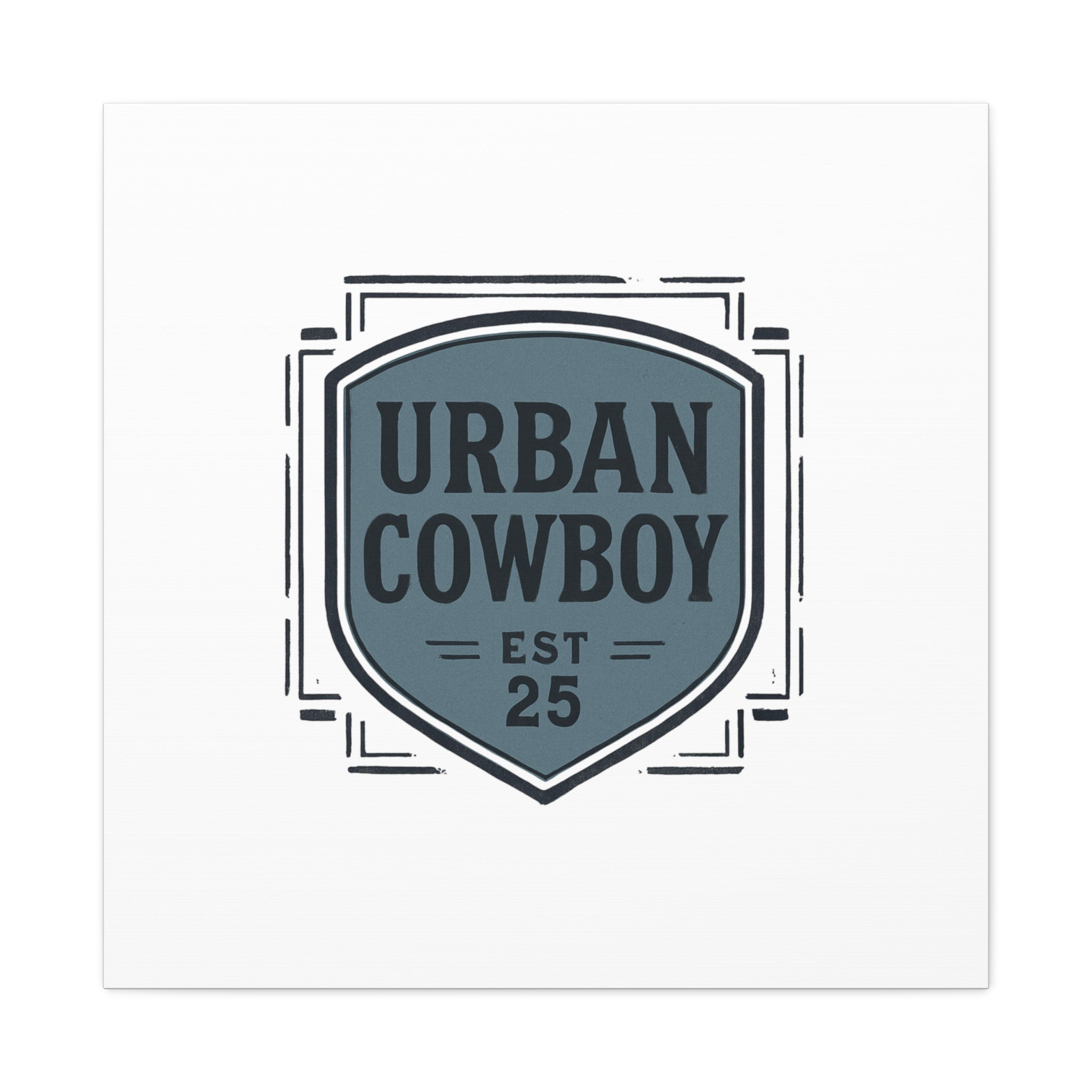 Urban Cowboy Shield Matte Canvas Wall Art — “URBAN COWBOY EST 25” Stretched Canvas