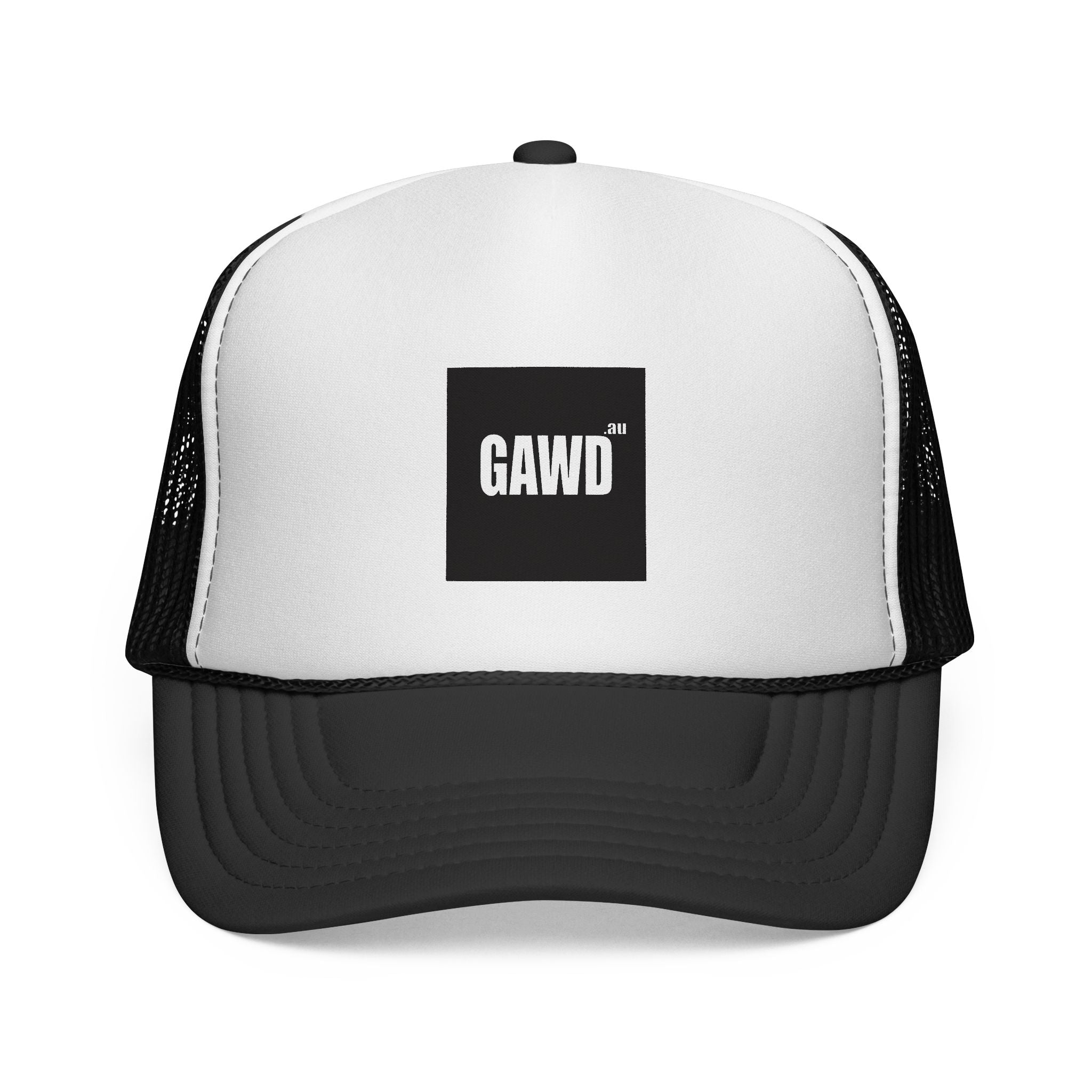 GAWD Black & White Trucker Hat —  Mesh Cap