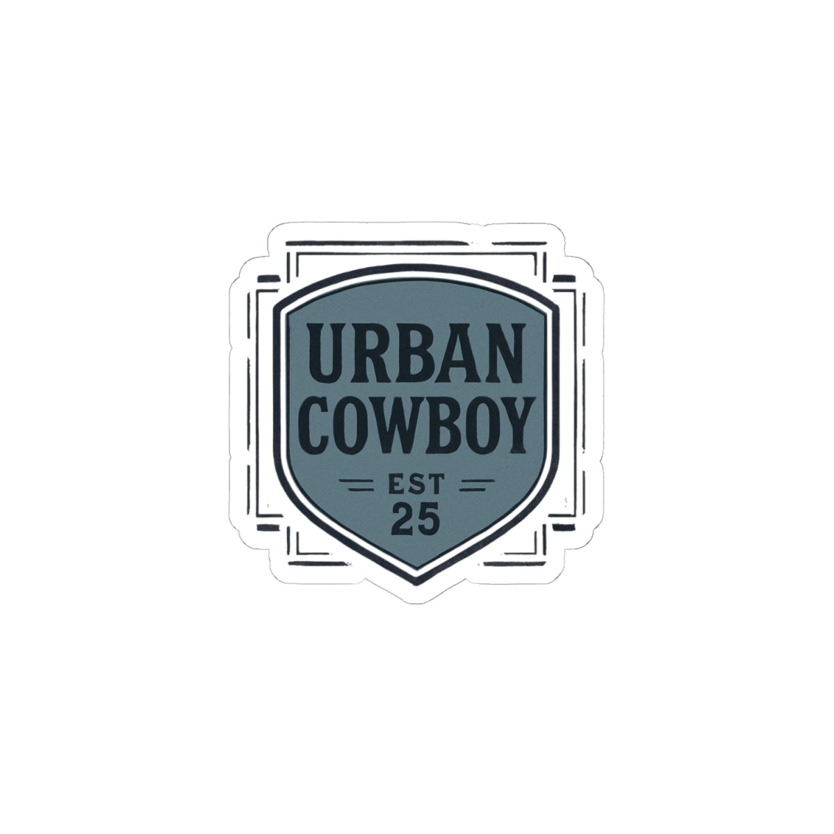 Urban Cowboy Kiss-Cut Sticker — Retro Shield Logo “URBAN COWBOY EST 25”