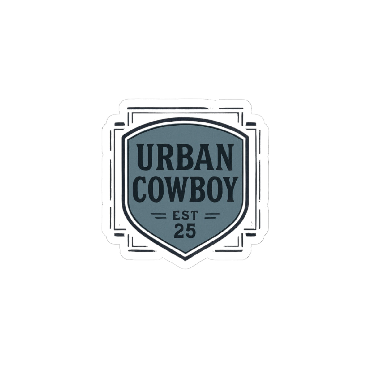 Urban Cowboy Kiss-Cut Sticker — Retro Shield Logo “URBAN COWBOY EST 25”