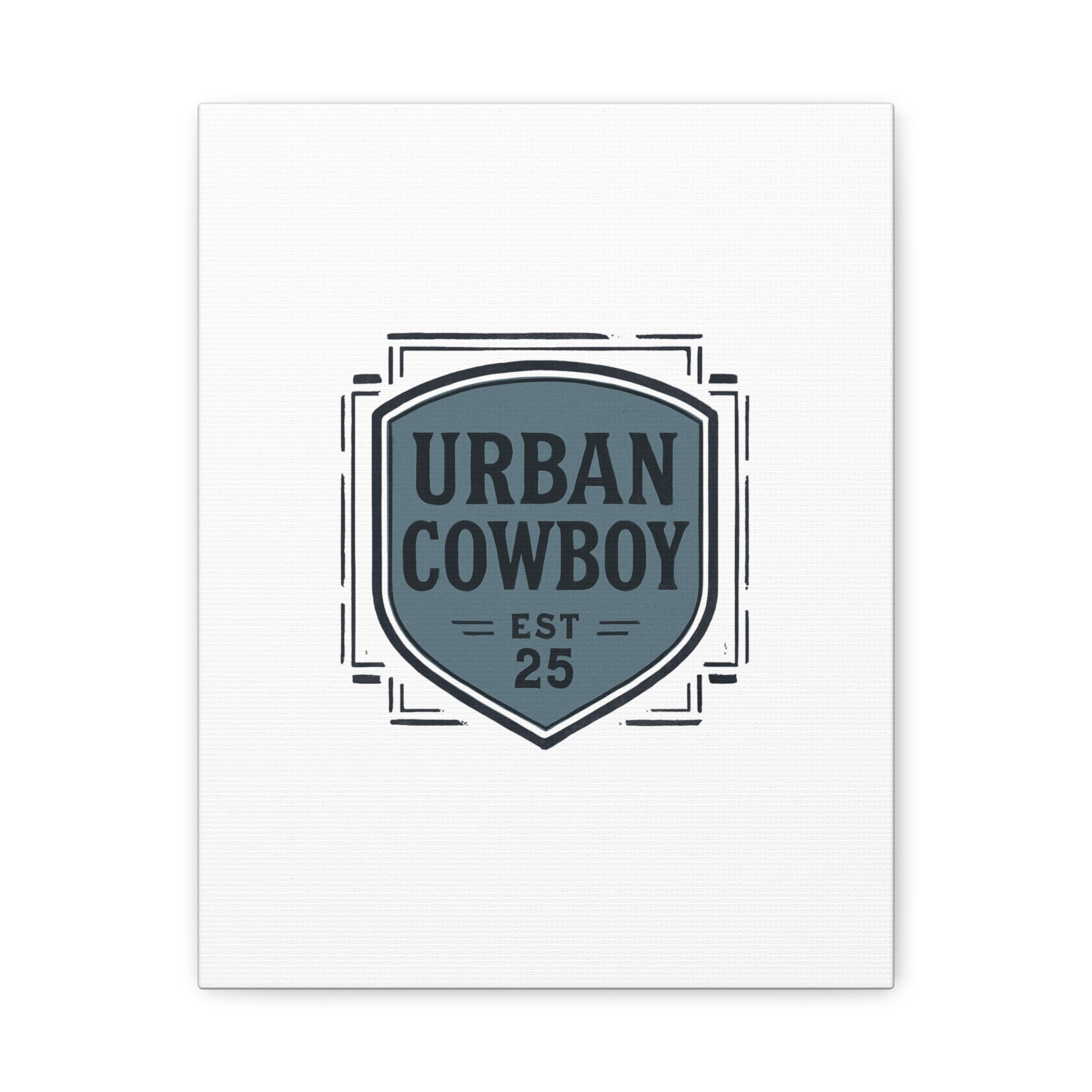 Urban Cowboy Shield Matte Canvas Wall Art — “URBAN COWBOY EST 25” Stretched Canvas