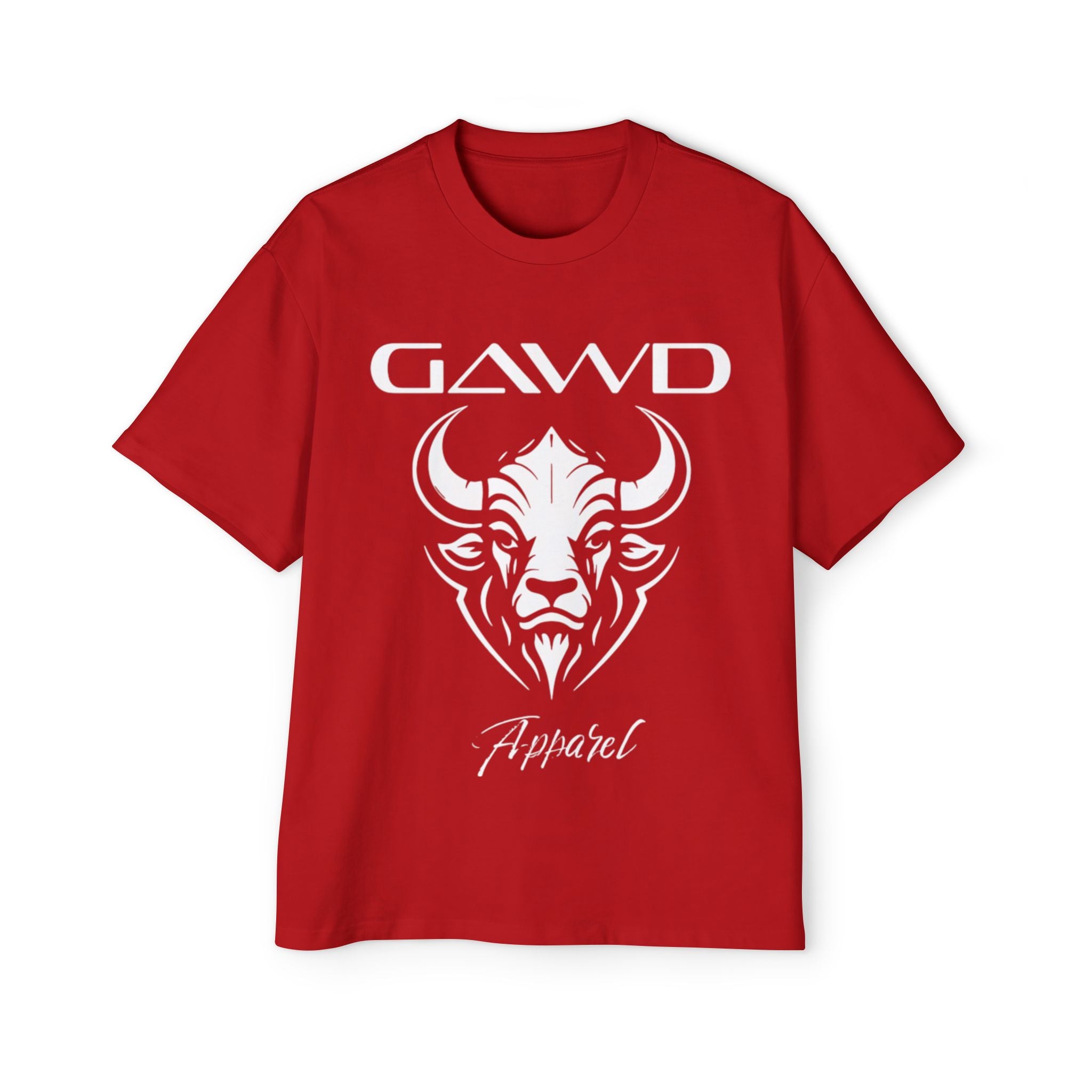 GAWD Bull Graphic Tee — Men's Oversized Red T‑Shirt (Apparel)